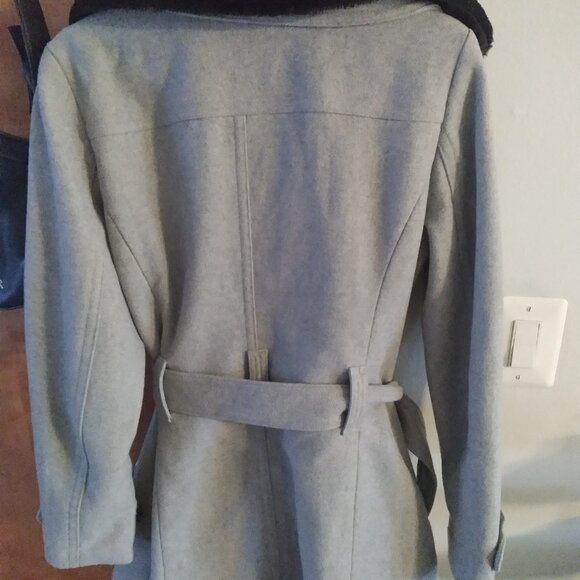 Express wool blend gray coat fur collar - Picture 3 of 3